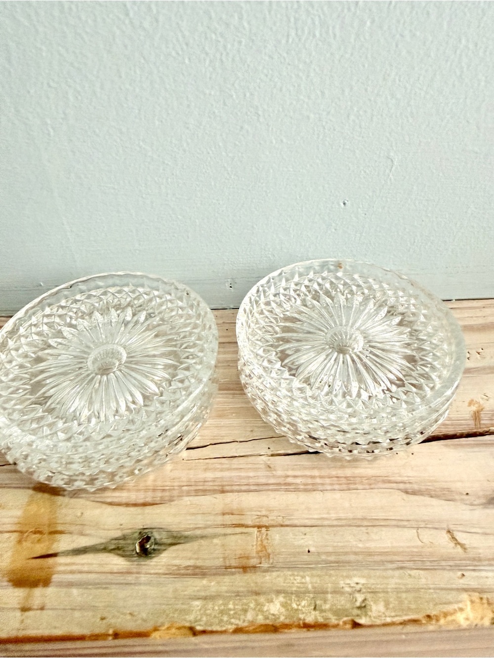 Set of 6 Clear Cut Glass Coasters - Picture 2 of 5